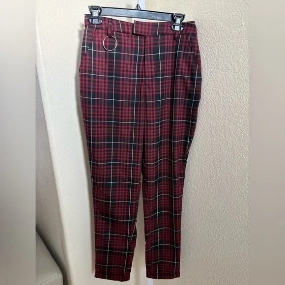 NWT - Hot Topic Merlot Plaid Straight Leg Pants - Size M - Picture 3 of 5